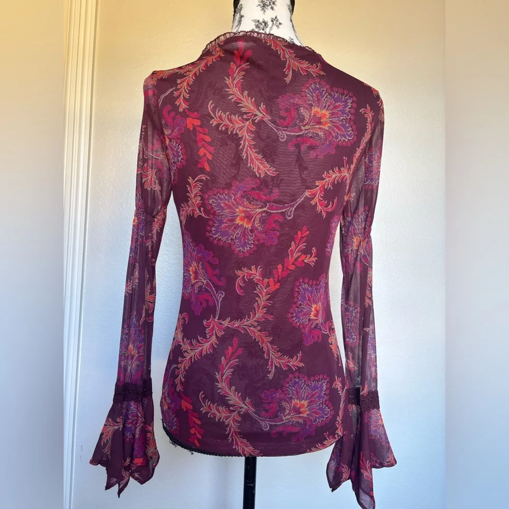 Express Burgundy Floral Blouse - Picture 8 of 13